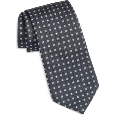 Hugo Boss Boss Micropattern Silk & Wool Blend Tie Treated With Antimicrobial Technology To Keep You Feeling Fr In Blue