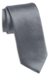 Hugo Boss Boss Micropattern Silk Blend Tie In Dark Grey