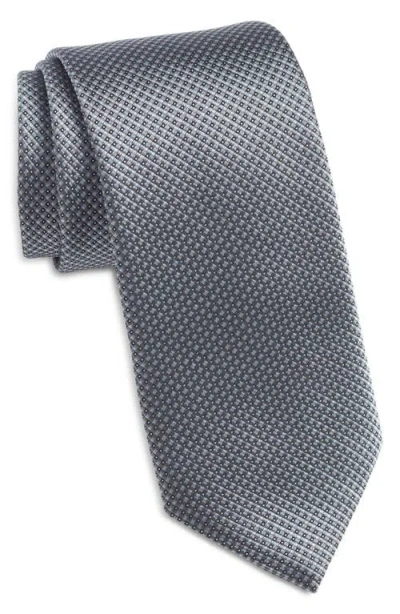 Hugo Boss Boss Micropattern Silk Blend Tie In Dark Grey