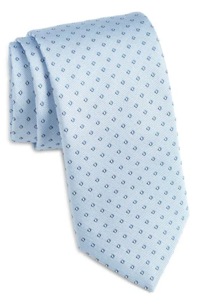 Hugo Boss Boss Micropattern Silk Blend Tie In Light Blue
