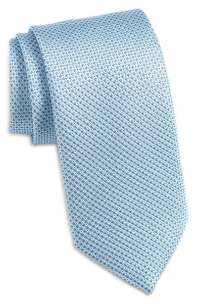 Hugo Boss Boss Micropattern Silk Blend Tie In Light Blue