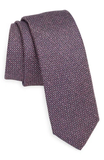 Hugo Boss Boss Micropattern Silk Tie In Medium Purple
