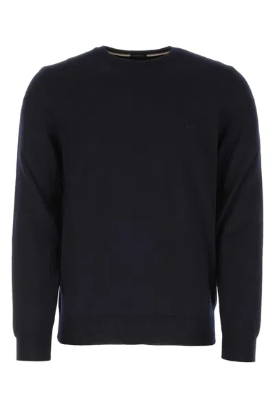 Hugo Boss Boss Midnight Blue Wool Sweater In Black