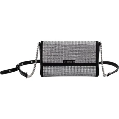 Hugo Boss Boss Mini Cindy Embellished Leather Crossbody Bag In Black
