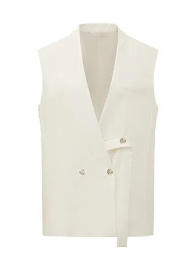 Hugo Boss Boss Mini Gilet With Buttons And Belt In White