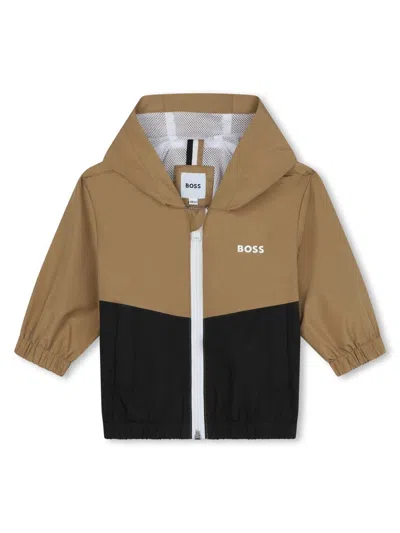 Hugo Boss Boss Mini Hooded Sports Jacket For Boys In Brown