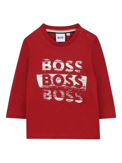 Hugo Boss Boss Mini Logo T-shirt For Boys In Red
