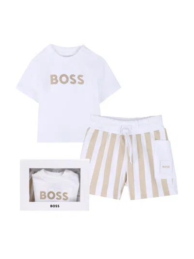 Hugo Boss Boss Mini Stylish Set For Baby Boys In Beige