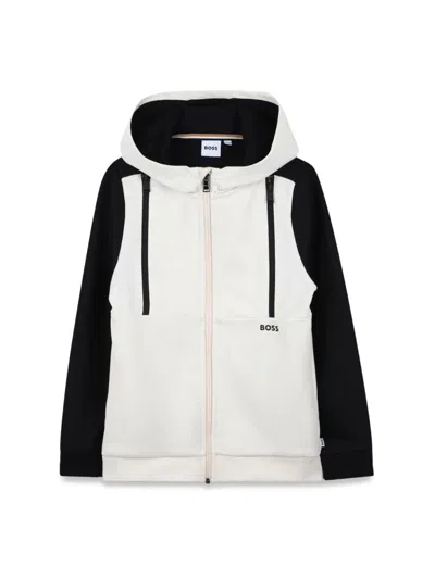 Hugo Boss Boss Mini Zip-up Cardigan Set With Shorts In White