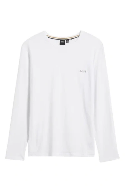 Hugo Boss Boss Mix Match Long Sleeve Stretch Cotton Pajama T-shirt In White