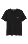 Hugo Boss Tee Mens Stretch Cotton T-shirt With Contrast Logo Nos In Black