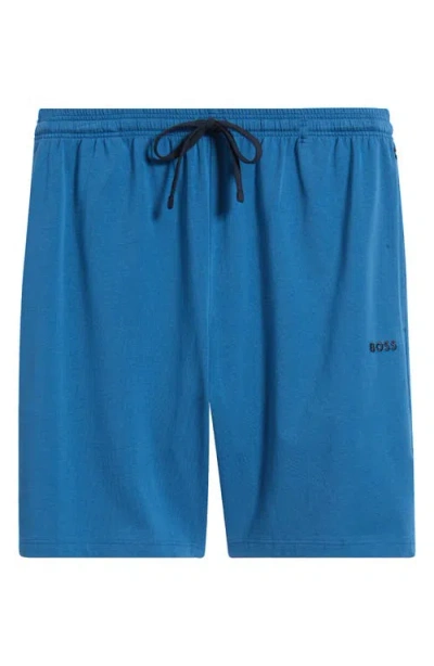 Hugo Boss Boss Mix Match Stretch Cotton Pajama Shorts In Blue