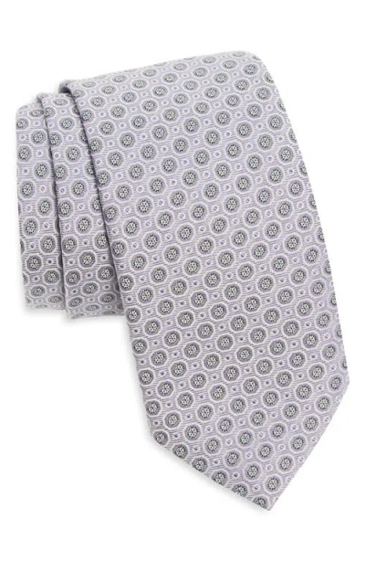 Hugo Boss Boss Mixed Medallion Silk Blend Tie In Gray