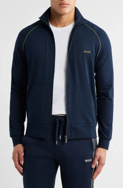 Hugo Boss Boss Mixmatch Z 1 Knit Jacket In Dark Blue