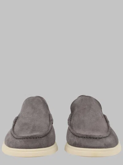 Hugo Boss Boss Mocassino In Pelle Scamosciata Con Logo In Gray