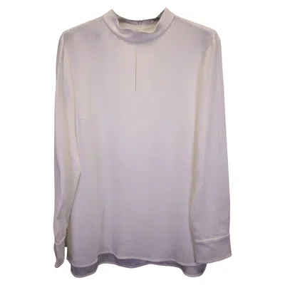 Hugo Boss Boss Mock-neck Long-sleeve Top In White Polyester In Purple