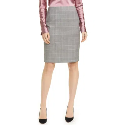 Hugo Boss Boss Modern Check Virgin Wool Pencil Skirt In Multi