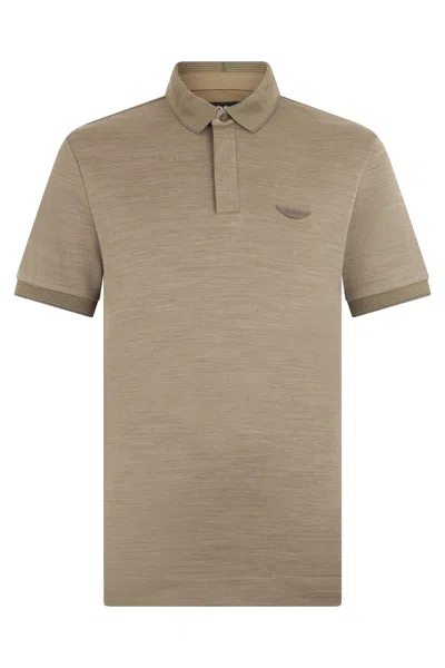 Hugo Boss Boss Modern Fit Cotton And Wool Blend Polo For Men In Neutral