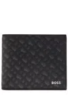 Hugo Boss Boss Monogram Saffiano Leather Wallet In Black