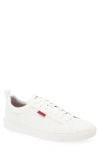 Hugo Boss Cupsole Trainers In Faux Leather With Logo Flag In White