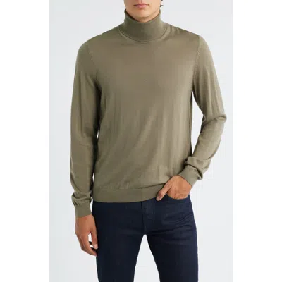 Hugo Boss Boss Musso Virgin Wool Turtleneck Sweater In Green