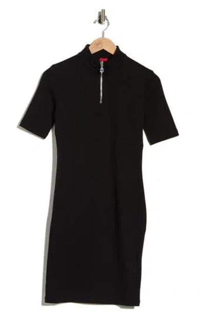 Hugo Boss Boss Nasiia Short Sleeve Quarter Zip Dress In Black