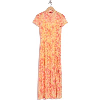 Hugo Boss Boss Nastoria Floral Mock Neck Mesh Dress In Multi