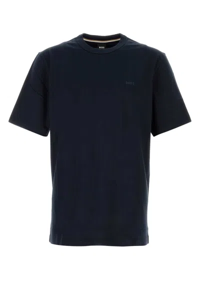 Hugo Boss Boss Men Cotton Jersey T-shirt With Logo In Blue