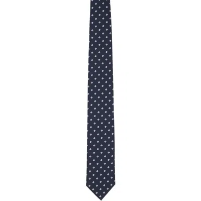 Hugo Boss Boss Navy Blue Jacquard-pattern Tie In Multi