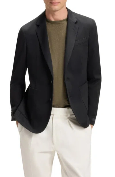 Hugo Boss Boss Navy Cotton & Silk Blend Sport Coat In Blue