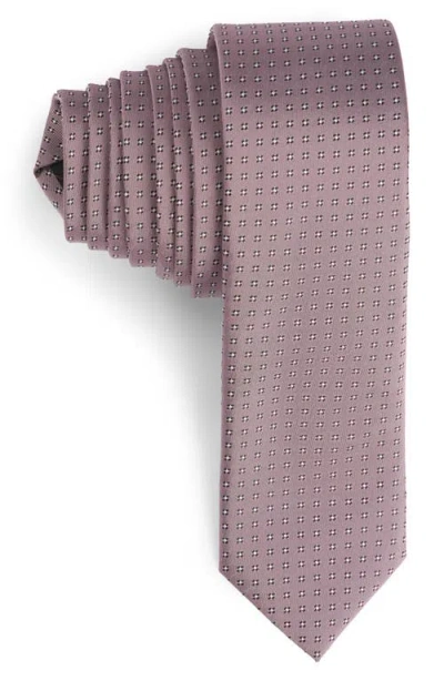 Hugo Boss Skinny Floral Grid Tie In Light Pink