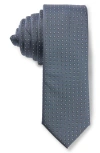Hugo Boss Skinny Floral Grid Tie In Open Blue
