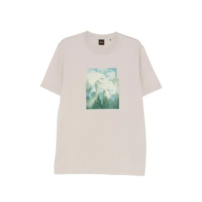Hugo Boss Graphic-print Short-sleeve T-shirt In Neutral