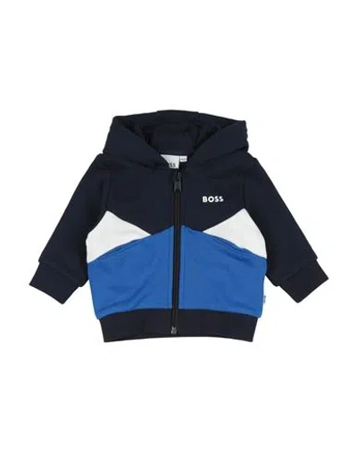 Hugo Boss Babies' Boss Newborn Boy Sweatshirt Navy Size 3 Cotton, Polyester In Black