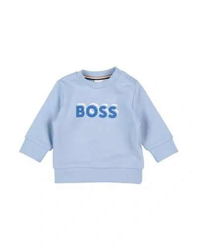 Hugo Boss Babies' Boss Newborn Boy Sweatshirt Sky Blue Size 3 Cotton, Polyester
