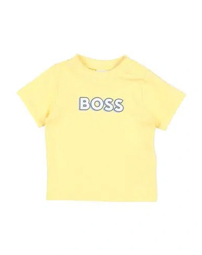 Hugo Boss Babies' Boss Newborn Boy T-shirt Pastel Yellow Size 1 Cotton, Elastane