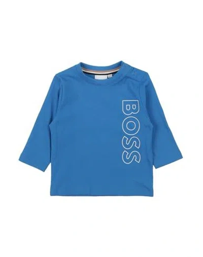 Hugo Boss Babies' Boss Newborn Boy T-shirt Blue Size 3 Cotton, Elastane In Black