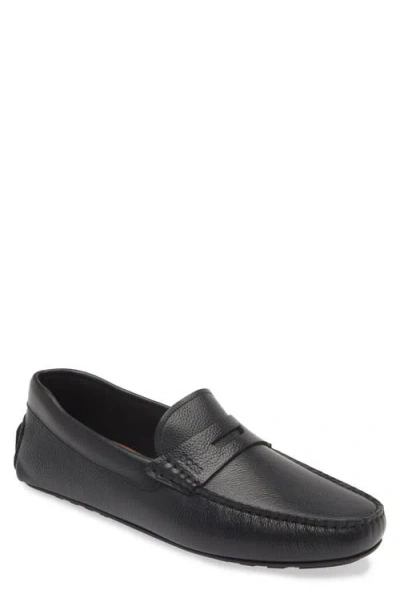Hugo Boss Boss Noel Driving Shoe In Black Pebble Leather