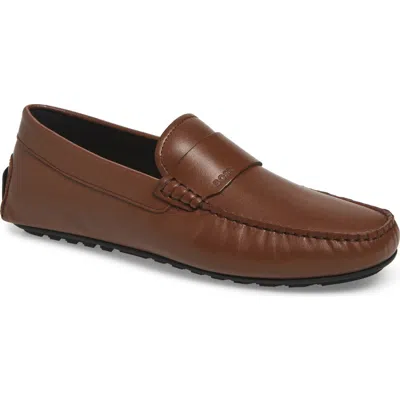 Hugo Boss Boss Noel Leather Loafer In Brown