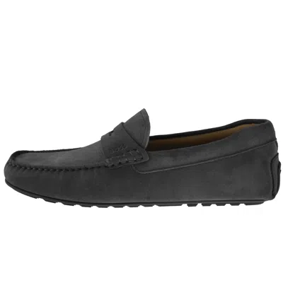 Hugo Boss Boss Noel Moccasin Shoes Dark Grey In Gray