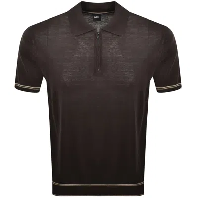 Hugo Boss Boss Norbertino Knit Polo Dark Brown