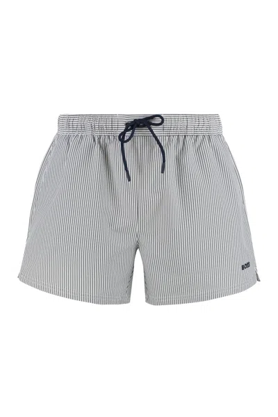 Hugo Boss Boss Nylon Swim Shorts In Gray