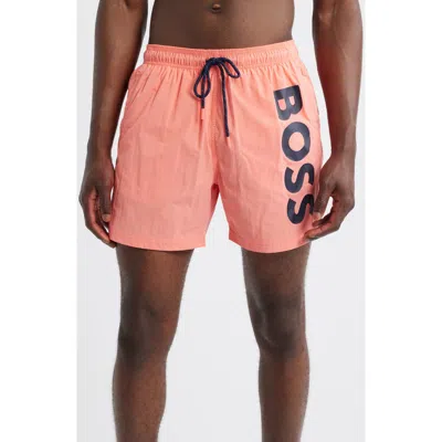 Hugo Boss Boss Octopus Swim Trunks In Orange