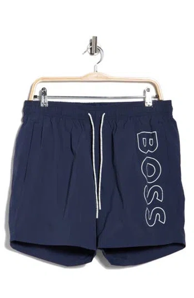 Hugo Boss Boss Octopus Swim Trunks In Blue