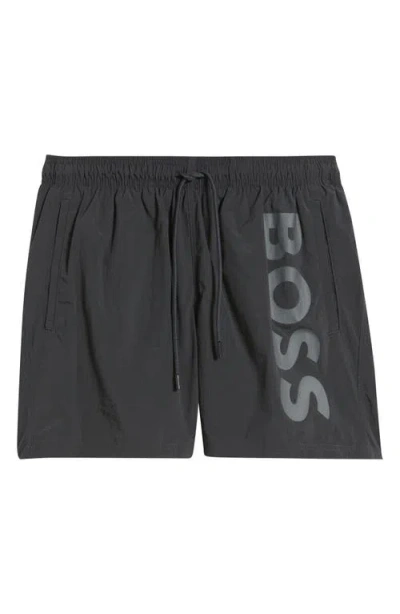 Hugo Boss Boss Octopus Swim Trunks In Gray
