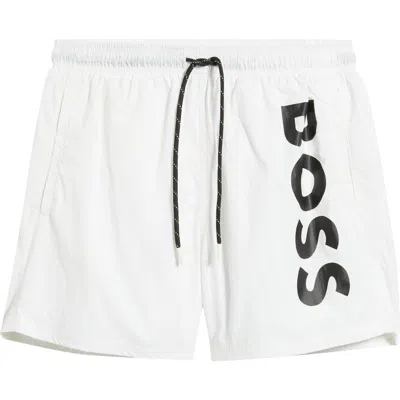 Hugo Boss Boss Octopus Logo Swim Shorts In White