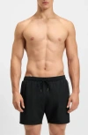 Hugo Boss Boss Ole Straight Leg Nylon Swim Trunks In Black