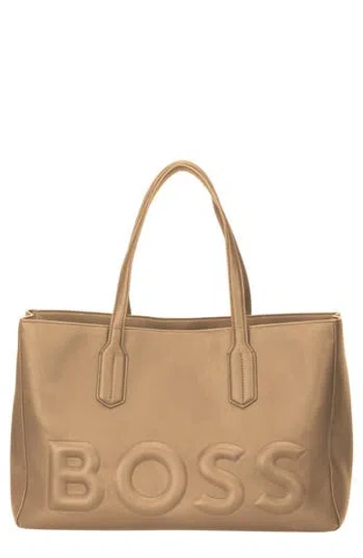 Hugo Boss Boss Olivia Faux Leather Tote In Brown