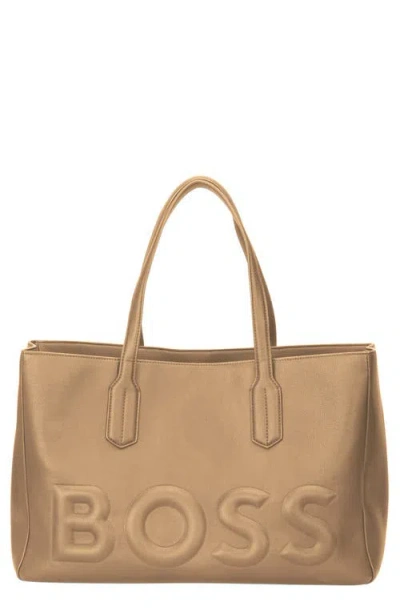 Hugo Boss Boss Olivia Faux Leather Tote In Brown