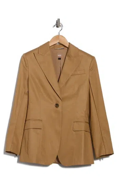 Hugo Boss Boss One-button Blazer In Brown
